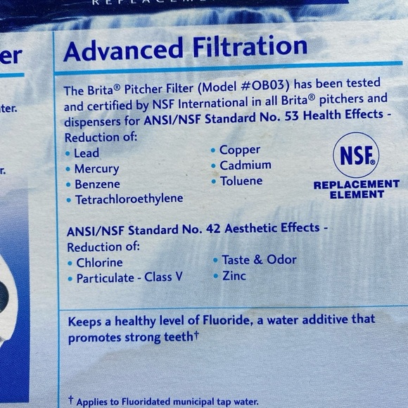 Brita Standard Pitcher Filters 5 Pack Fits Model OB03 Advanced Filtration - Picture 3 of 6